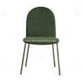 Armless nordic grenn velvet fabric dining chair